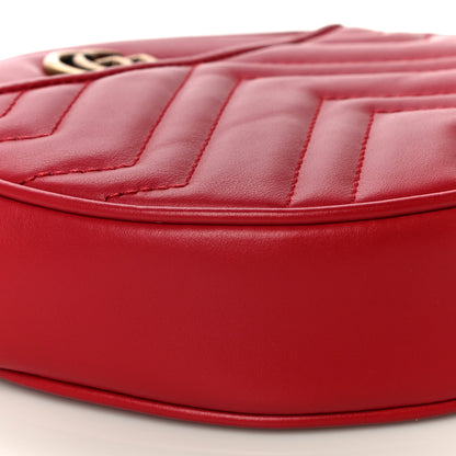 Gucci Calfskin Matelasse GG Marmont Round Wrist Wallet Hibiscus Red 9 of 10