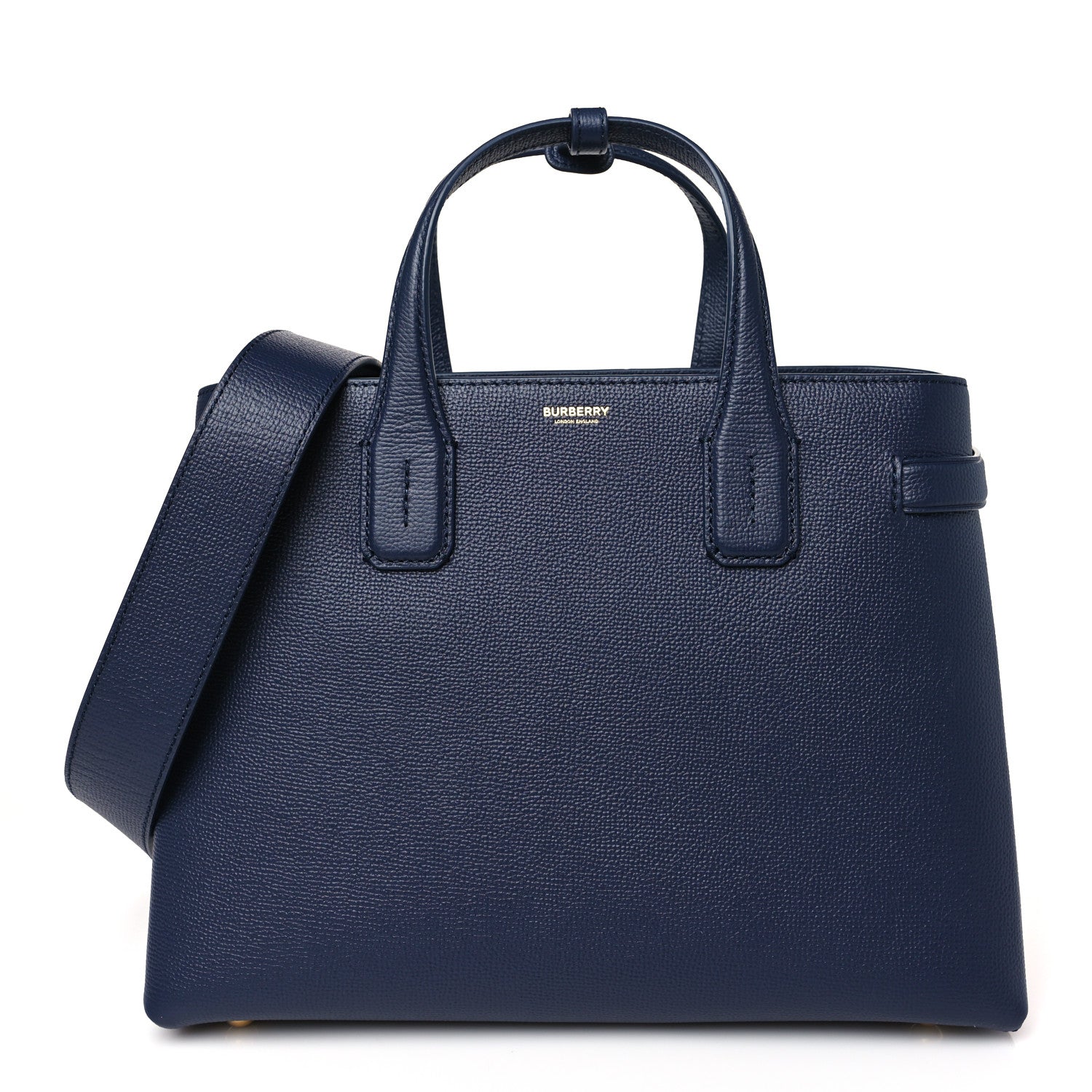 Burberry Derby Calfskin Vintage Check Medium Banner Tote Regency Blue 1 of 8