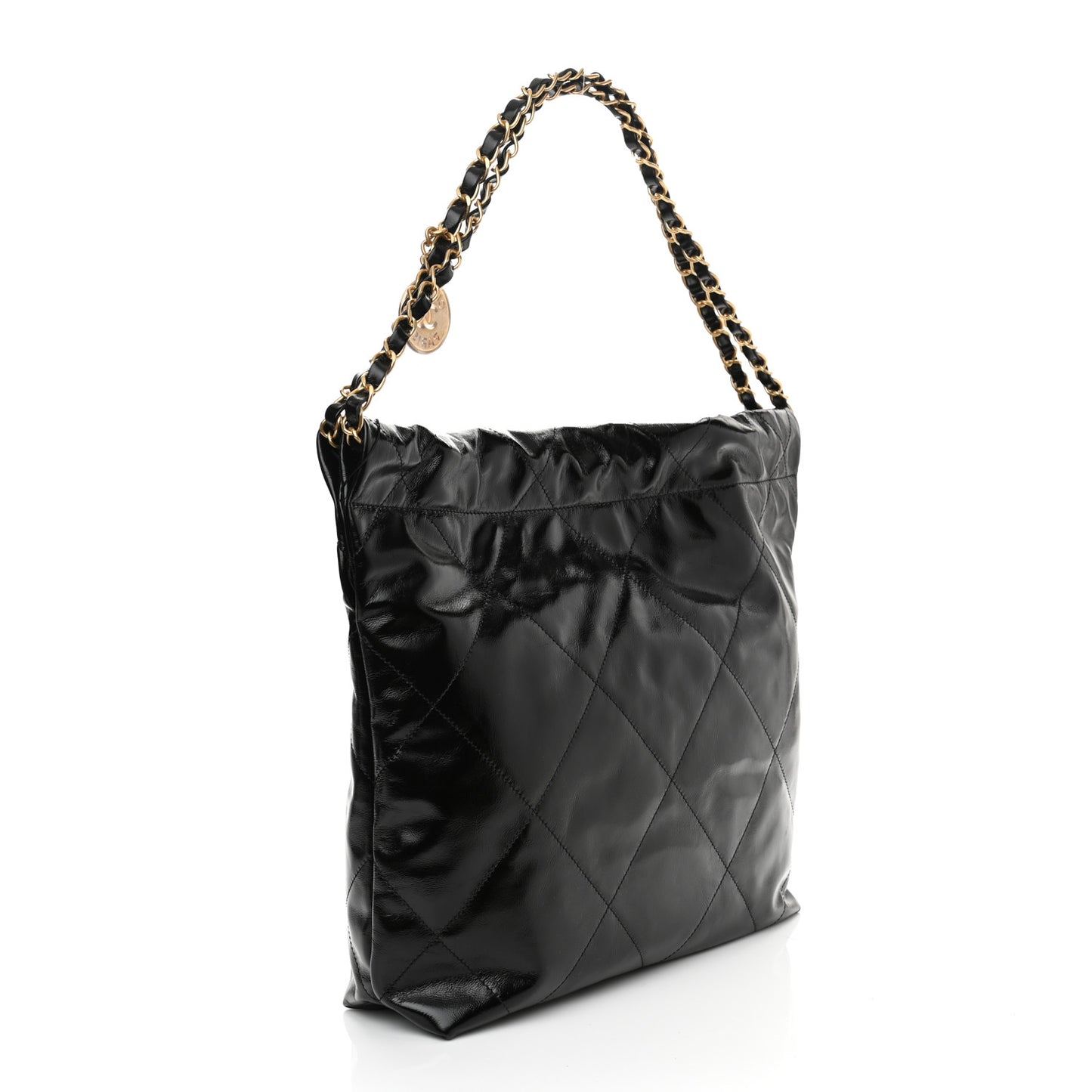 Shiny Calfskin Quilted Small Chanel 22 Black