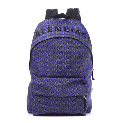 Balenciaga Sport Nylon Logo Paisley Print Wheel Backpack Navy Black 1 of 8
