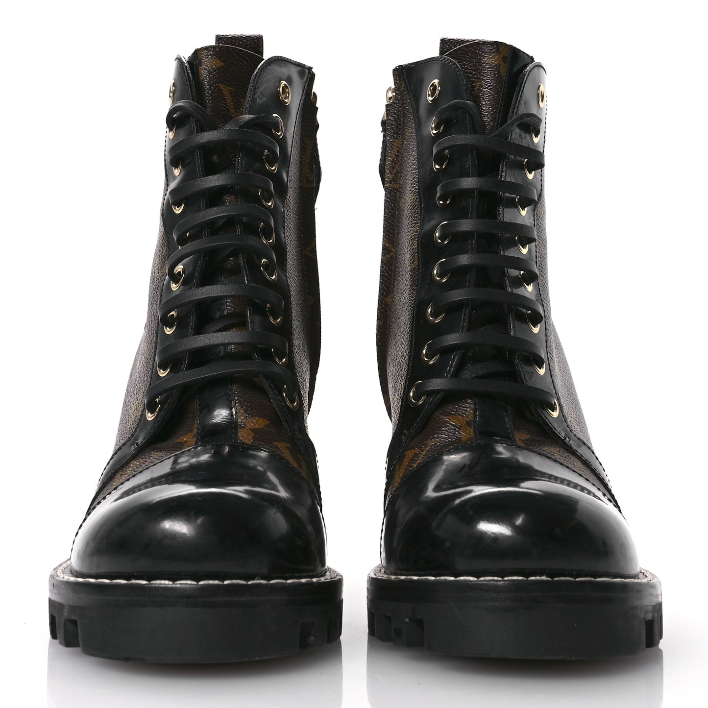 Patent Calfskin Monogram Star Trail Ankle Boots 39 Black