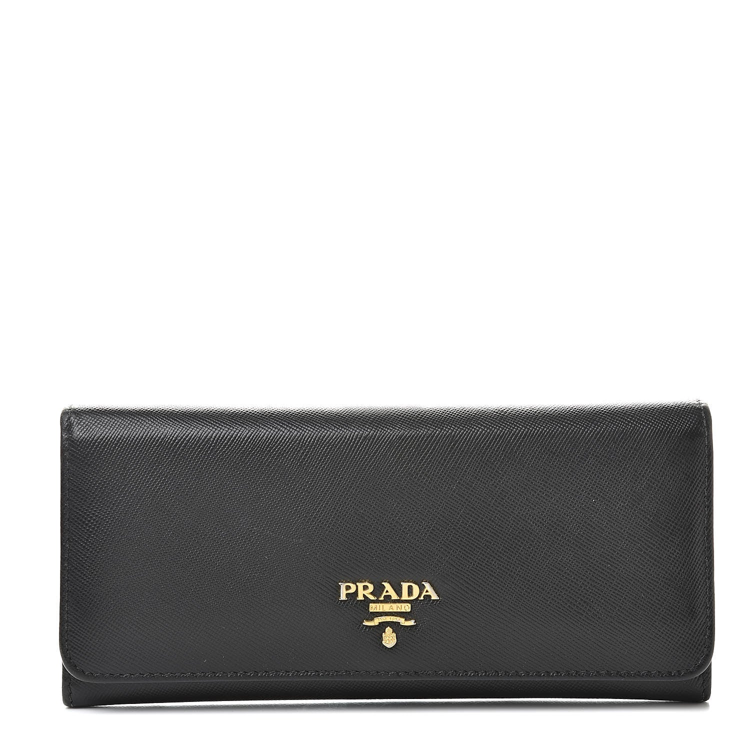 Prada Saffiano Continental Flap Wallet Black 1 of 10