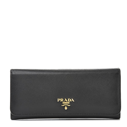 Prada Saffiano Continental Flap Wallet Black 1 of 10