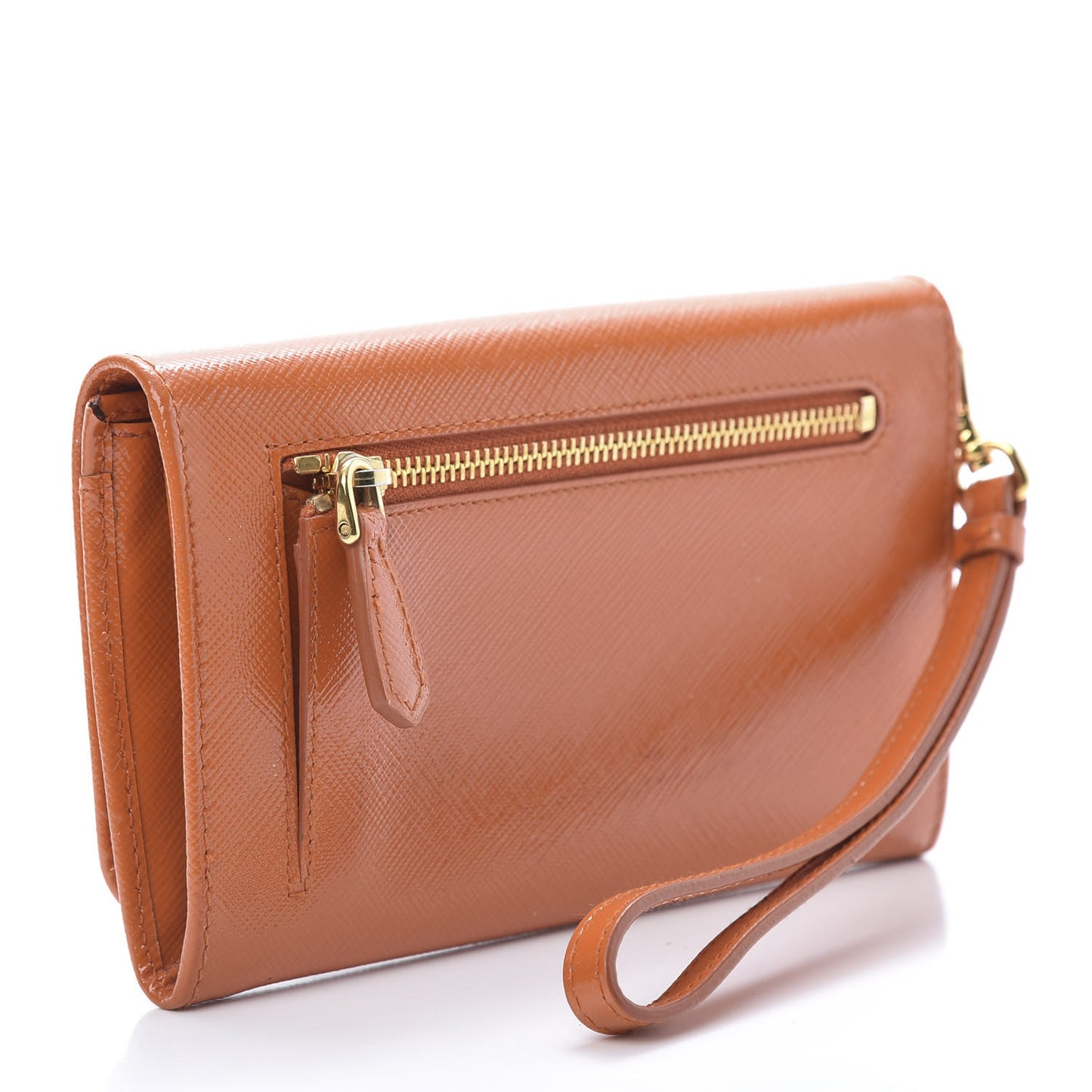 Saffiano Metal Wristlet Wallet Orange