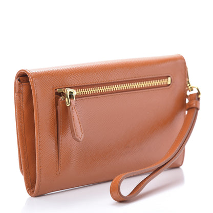 Prada Saffiano Metal Wristlet Wallet Orange 3 of 12
