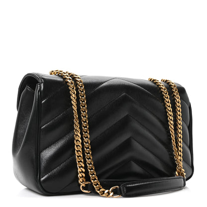 Saint Laurent Lambskin Chevron Quilted Medium Loulou Black 4 of 11