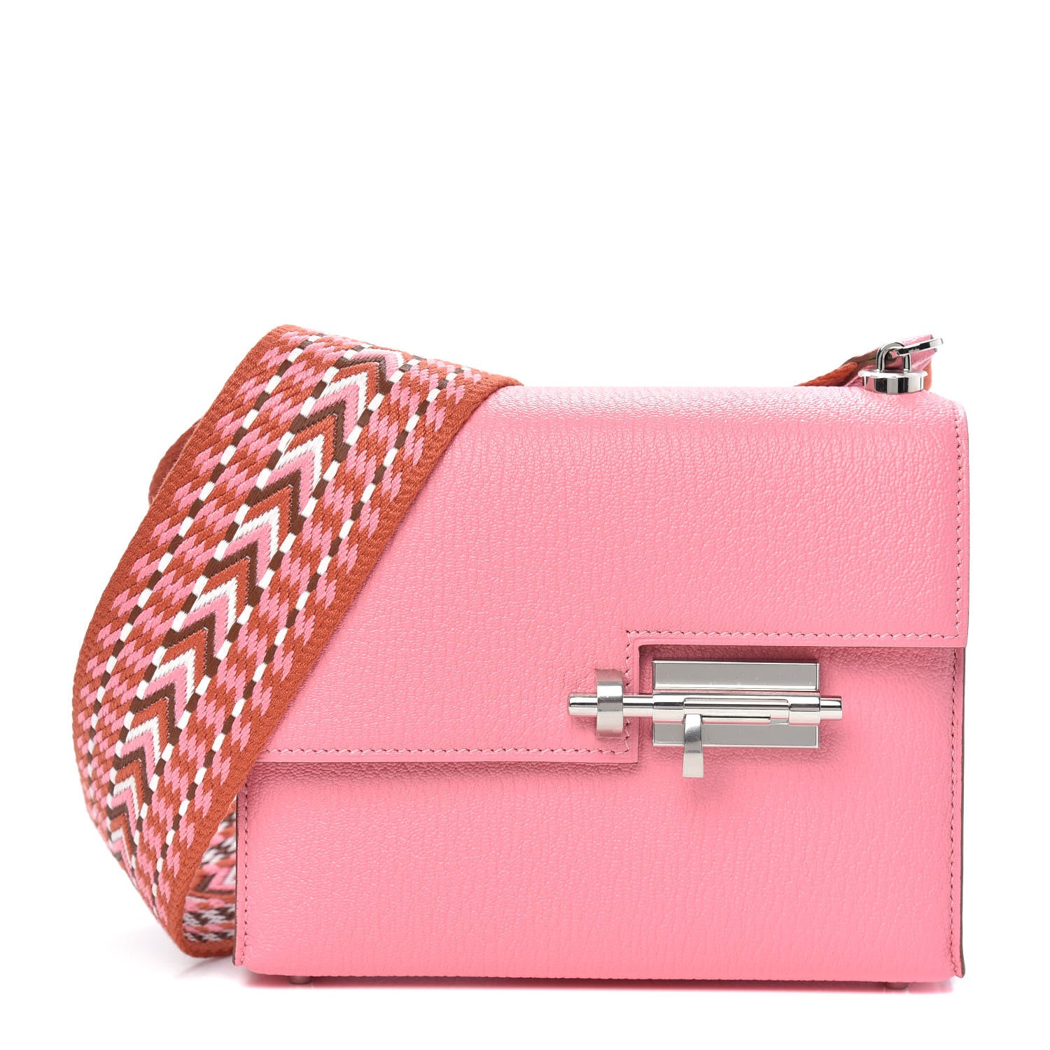 Hermes Chevre Mysore Mini Verrou Large Strap Bag Rose Confetti White 1 of 10