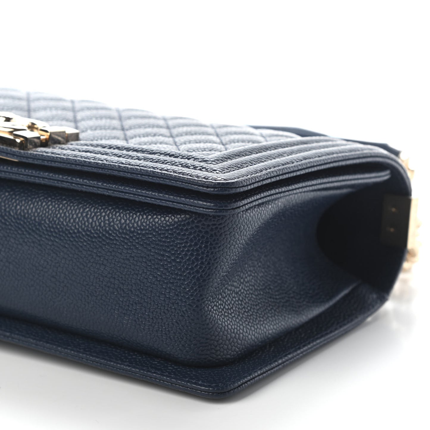 Caviar Quilted Medium Boy Flap Dark Navy Blue