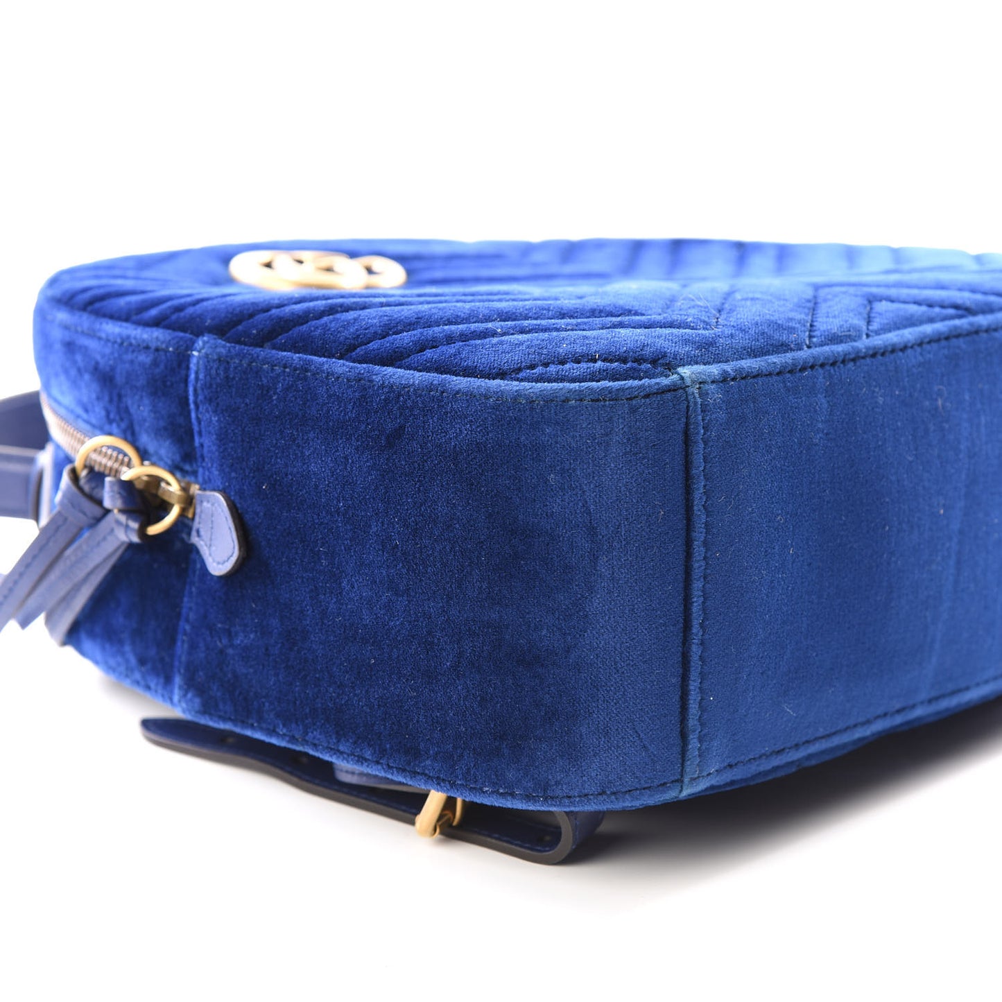 Velvet Matelasse GG Marmont Dome Backpack Cobalt Blue