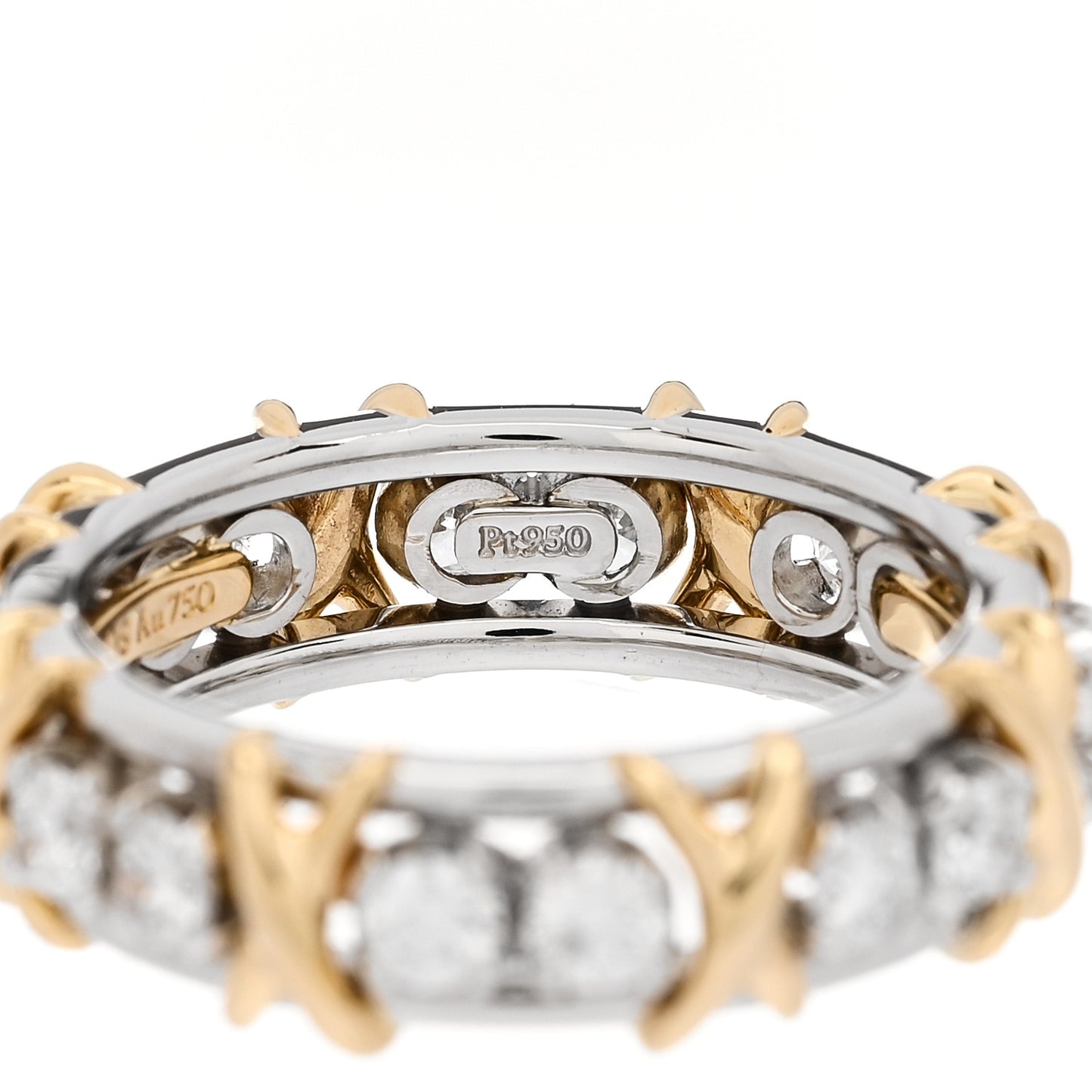 Platinum 18K Yellow Gold Diamond Schlumberger Sixteen Stone Ring 54 7