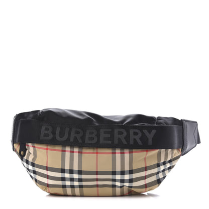 Burberry Nylon Vintage Check Sonny Bum Bag Archive Beige Black 1 of 9