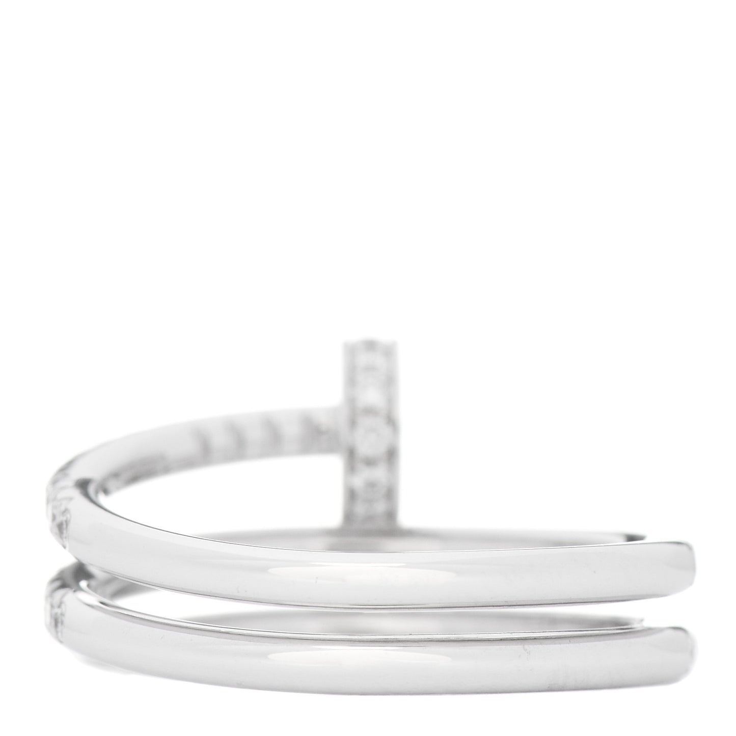 18K White Gold Diamond Double Juste Un Clou Paved Ring 51 5.75