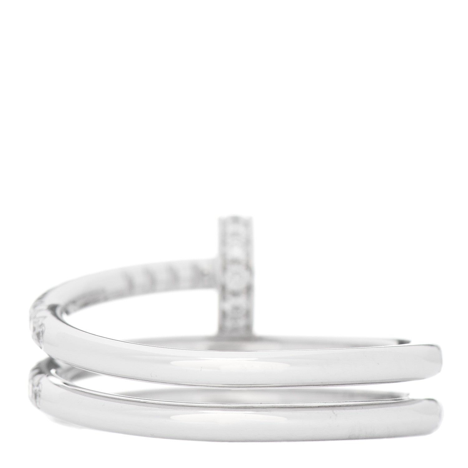 Cartier 18K White Gold Diamond Double Juste Un Clou Paved Ring 51 5.75 3 of 6