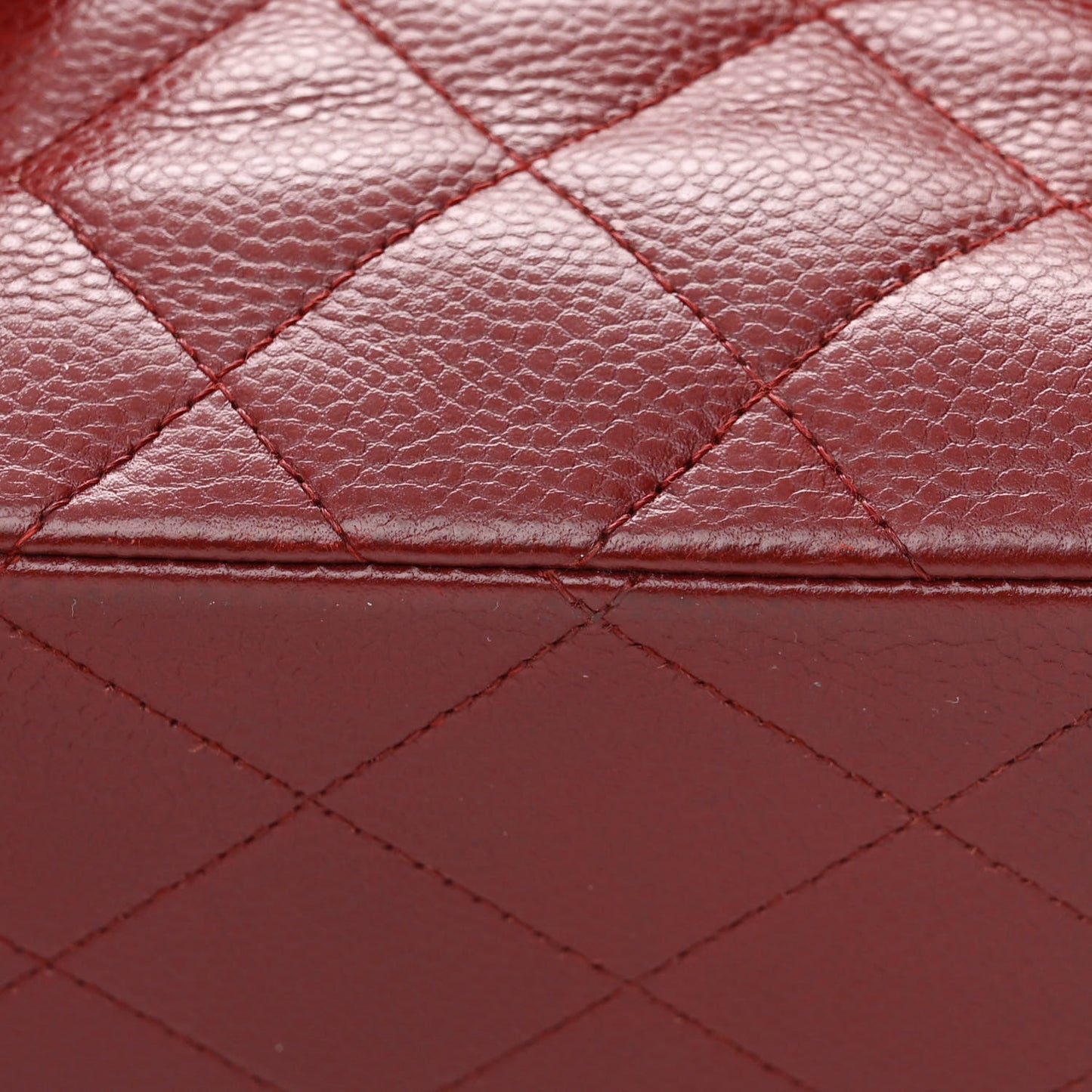 Caviar Quilted Jumbo Double Flap Dark Red