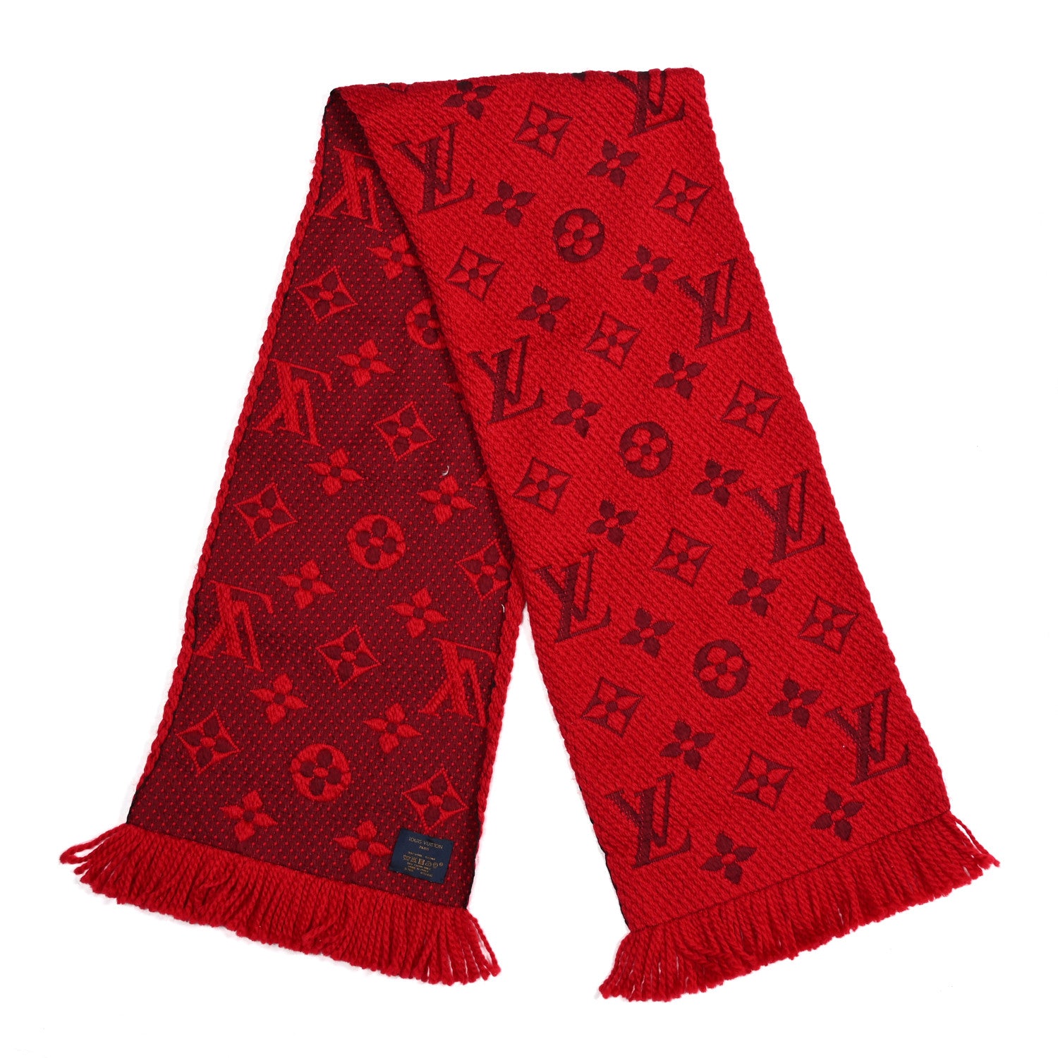 Louis Vuitton Wool Silk Logomania Scarf Rubis 2 of 3