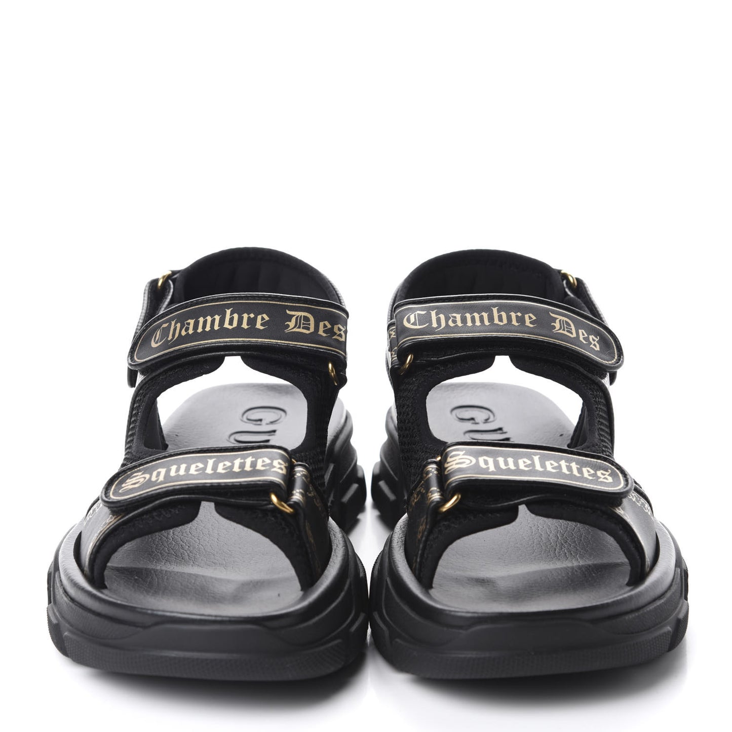 Nappa Mesh Chambre des Squelettes Mens Aguru Sandals 9 Black Gold