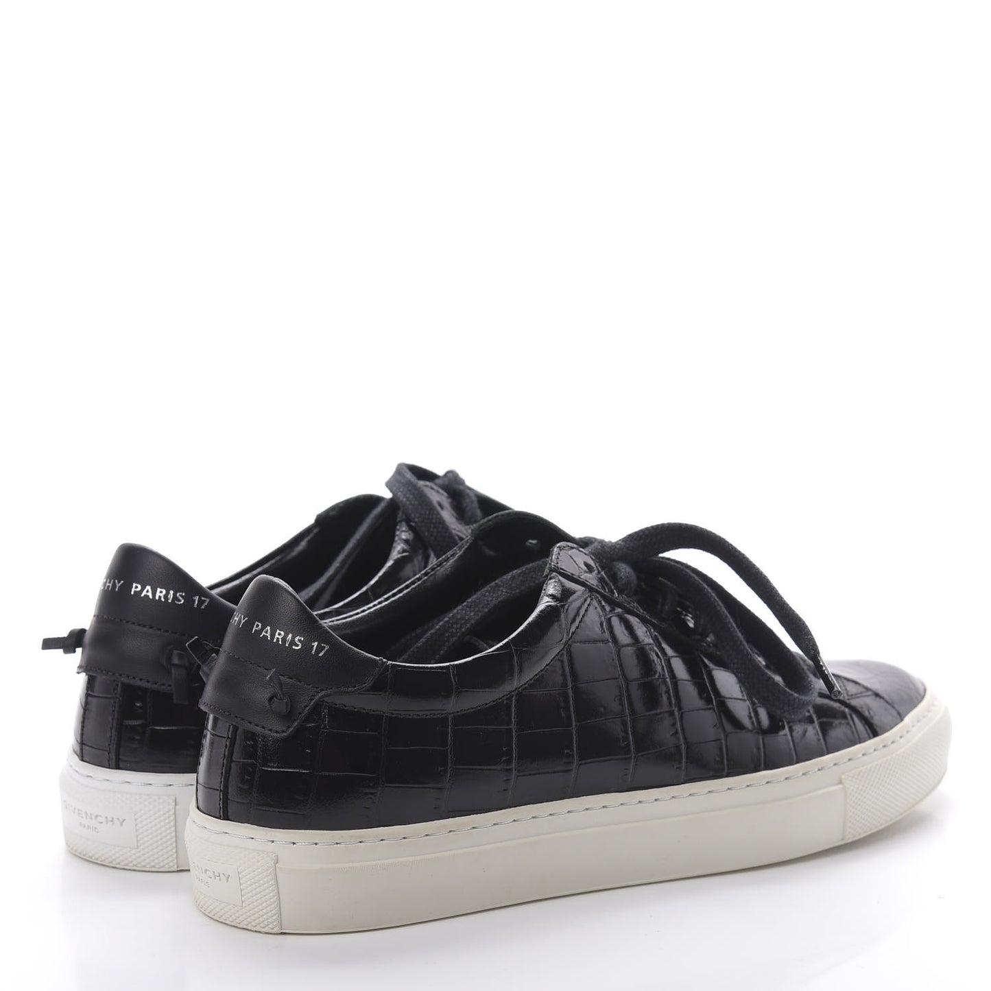 Calfskin Crocodile Embossed Womens Urban Street Sneakers 36 Black
