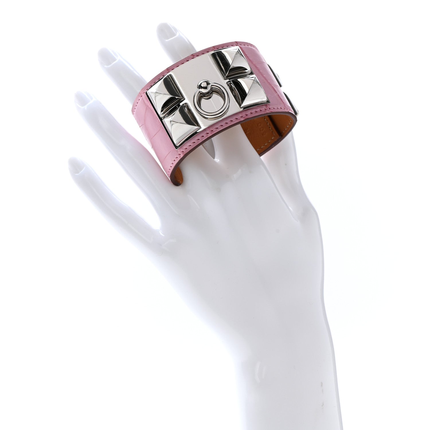 Hermes Matte Alligator Collier De Chien CDC Bracelet T2 5P Pink 2 of 9