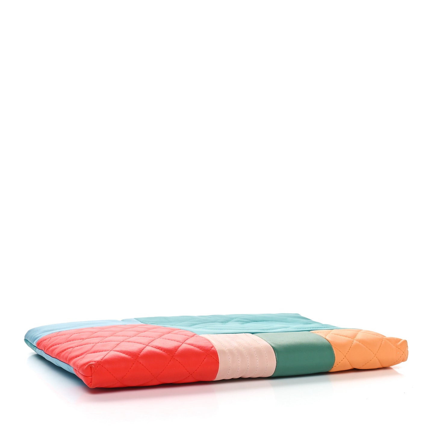 Lambskin Colorblock Cosmetic Case Turquoise Red