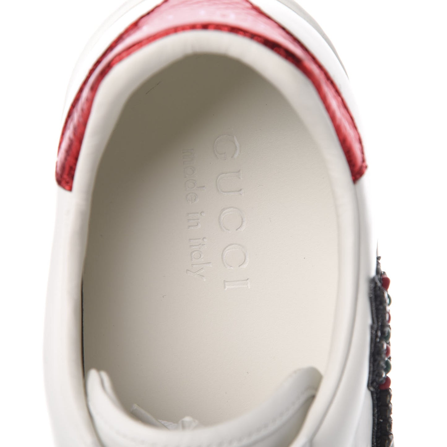 Calfskin Web Studded Arrow Ace Sneakers 38 White