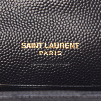 Saint Laurent Grain De Poudre Matelasse Chevron Small Monogram Envelope Wallet Black 6 of 7