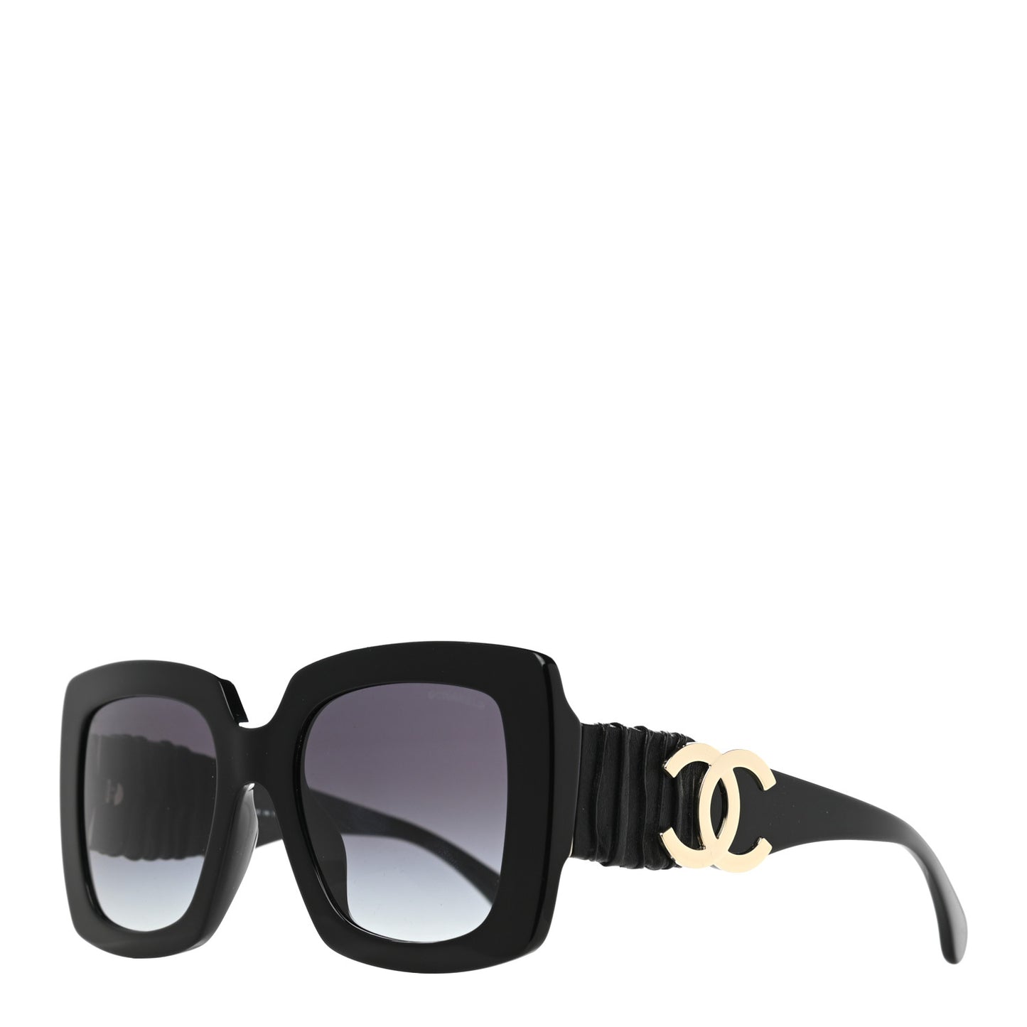 Acetate Calfskin Square Sunglasses 5474-Q-A Black