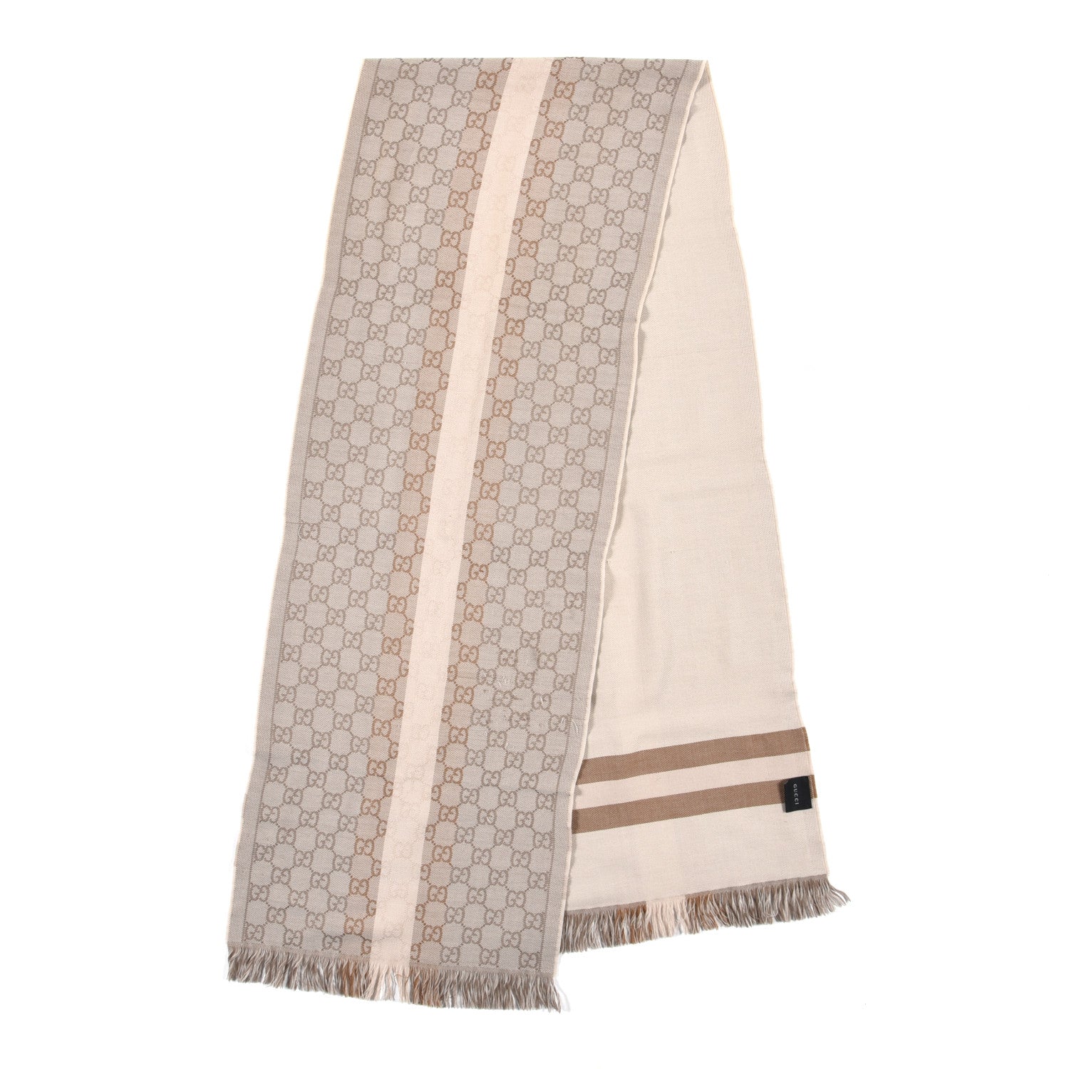Gucci Wool GG Monogram Scarf Brown 2 of 9