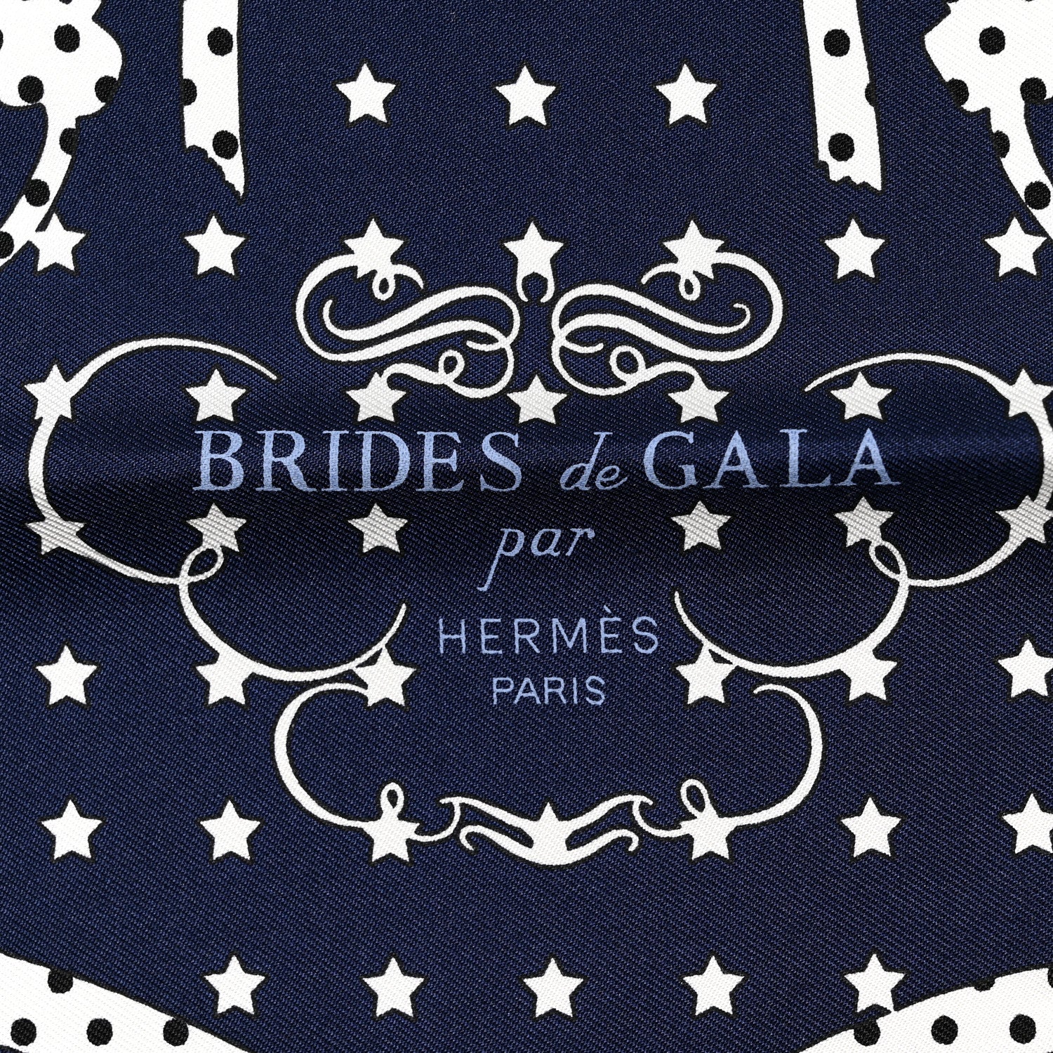 Hermes Silk Balade En Berline Application Coeur Scarf 70 Marine White Black 2 of 5