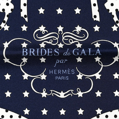 Hermes Silk Balade En Berline Application Coeur Scarf 70 Marine White Black 2 of 5