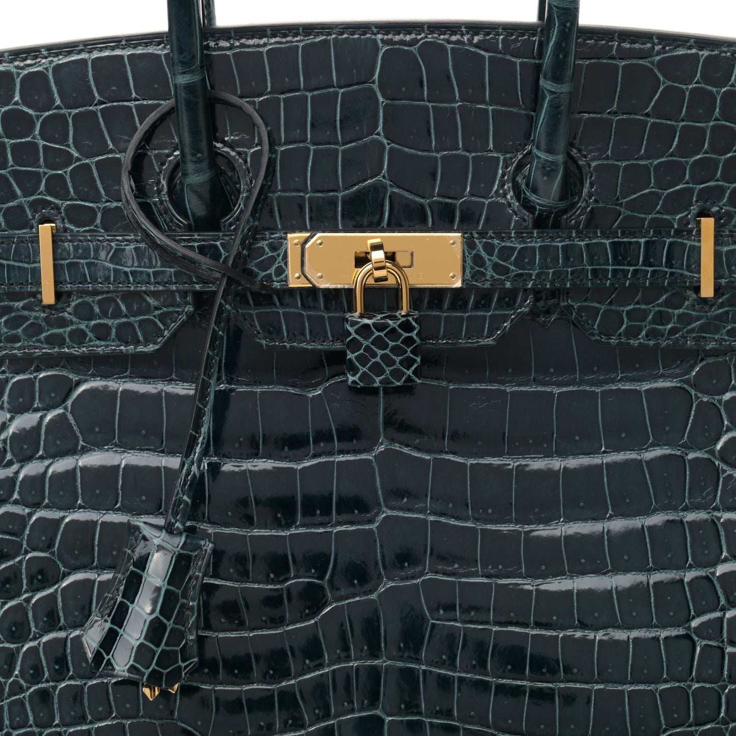 Shiny Porosus Crocodile Birkin 35 Vert Rousseau