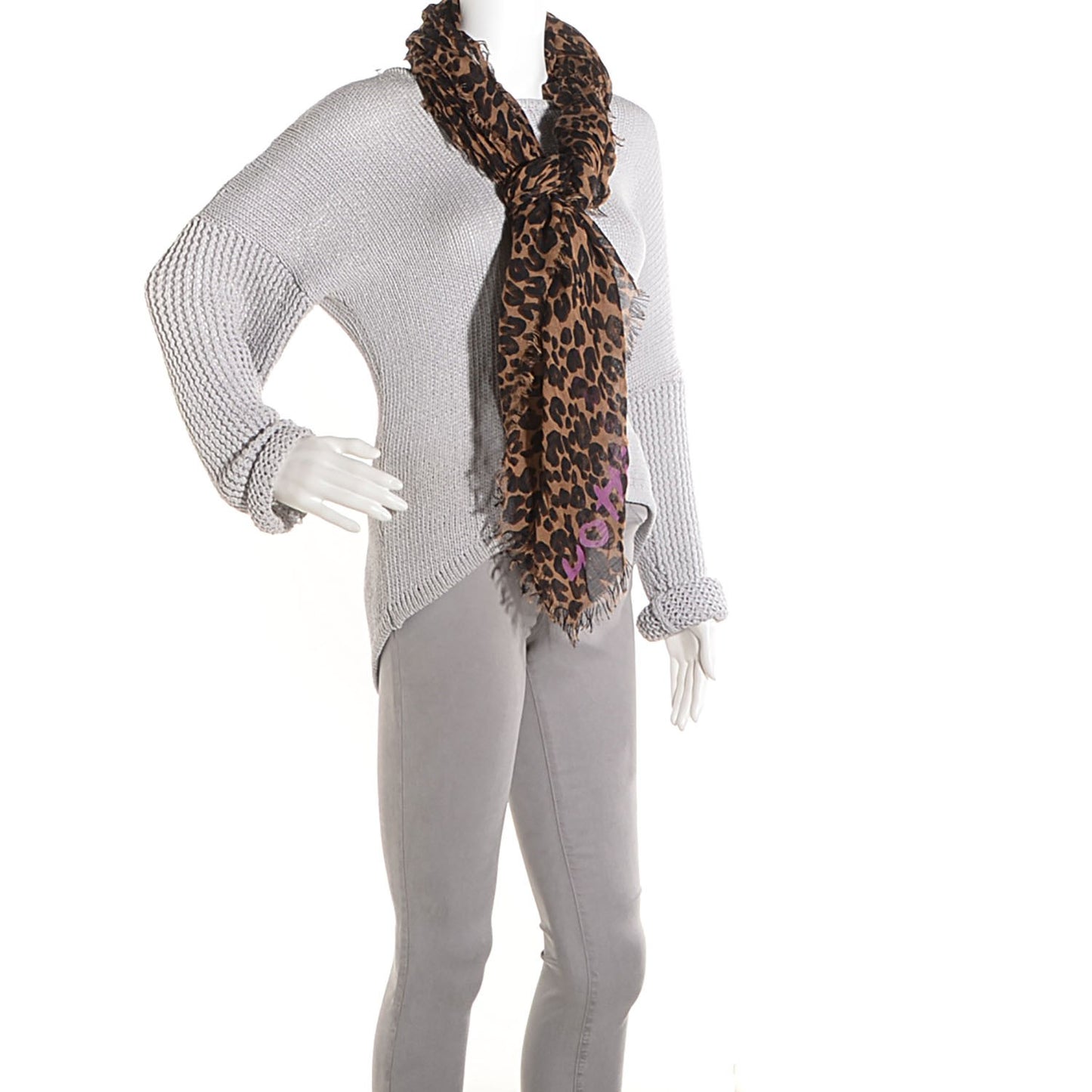 Cashmere Silk Leopard Stole Brown