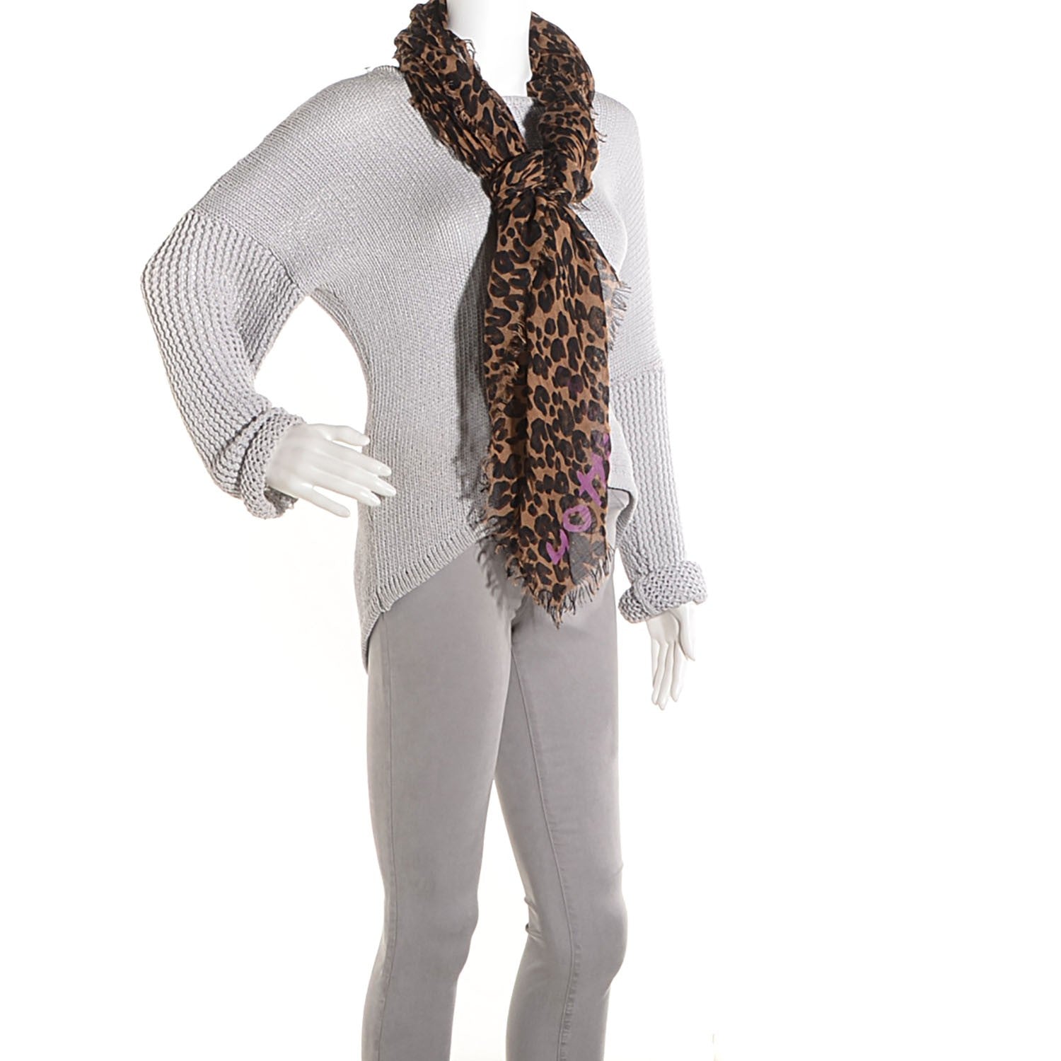 Louis Vuitton Cashmere Silk Leopard Stole Brown 2 of 5