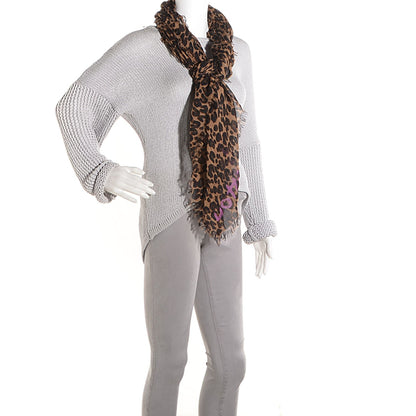 Louis Vuitton Cashmere Silk Leopard Stole Brown 2 of 5