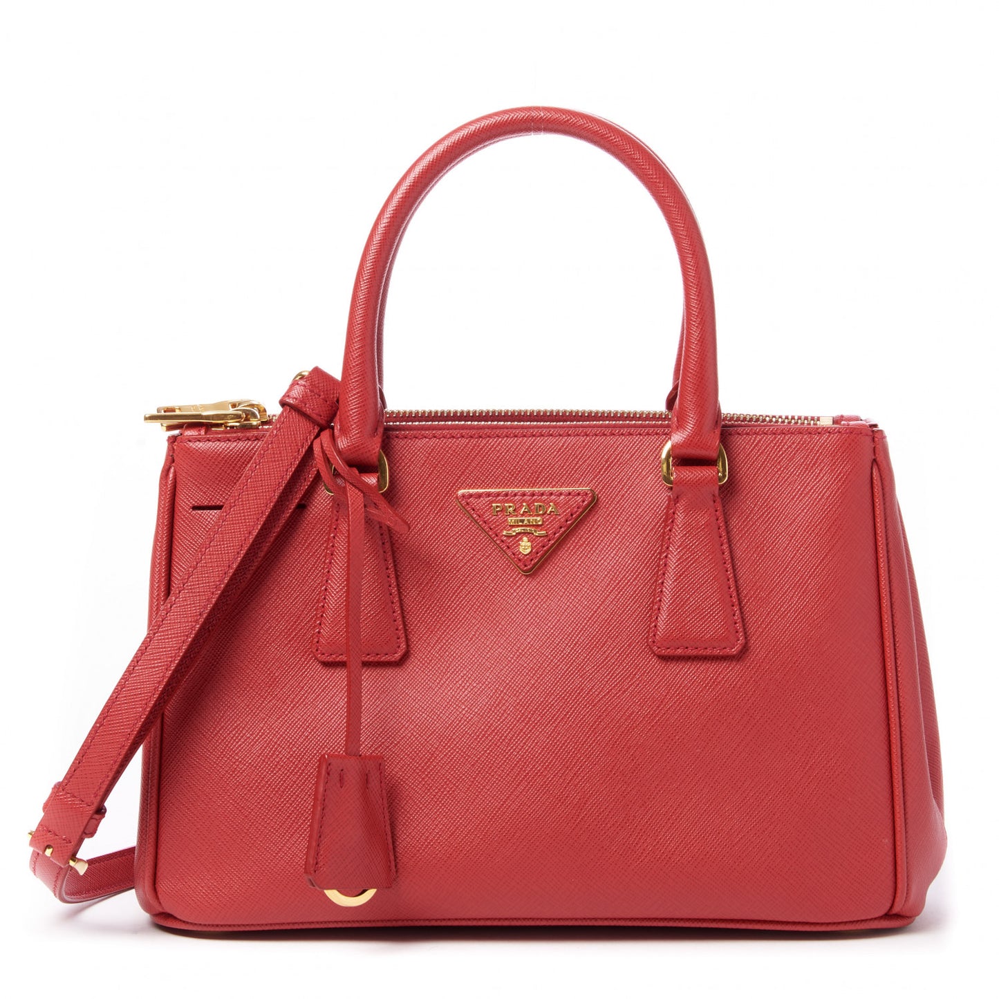 Saffiano Lux Small Galleria Double Zip Tote Fuoco