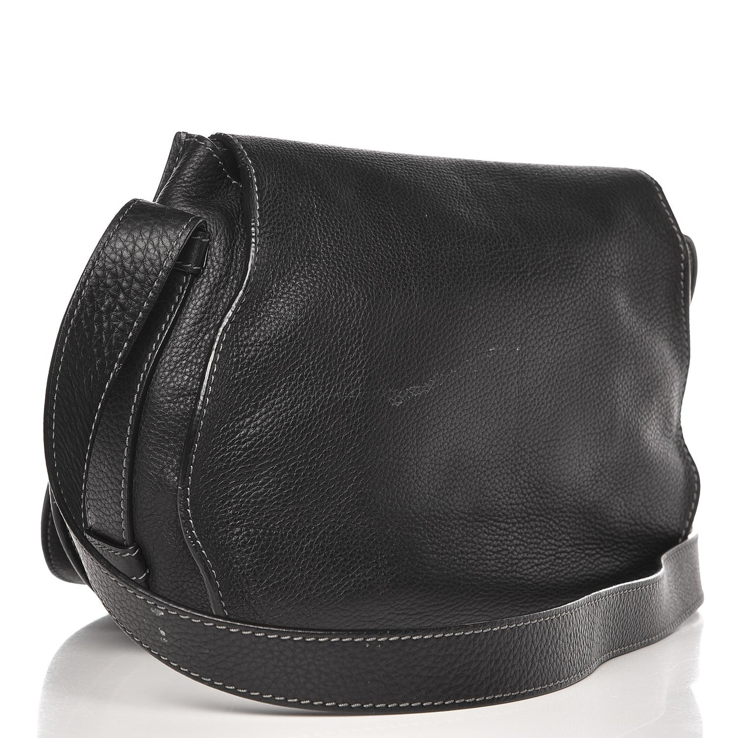 Calfskin Medium Marcie Round Crossbody Bag Black