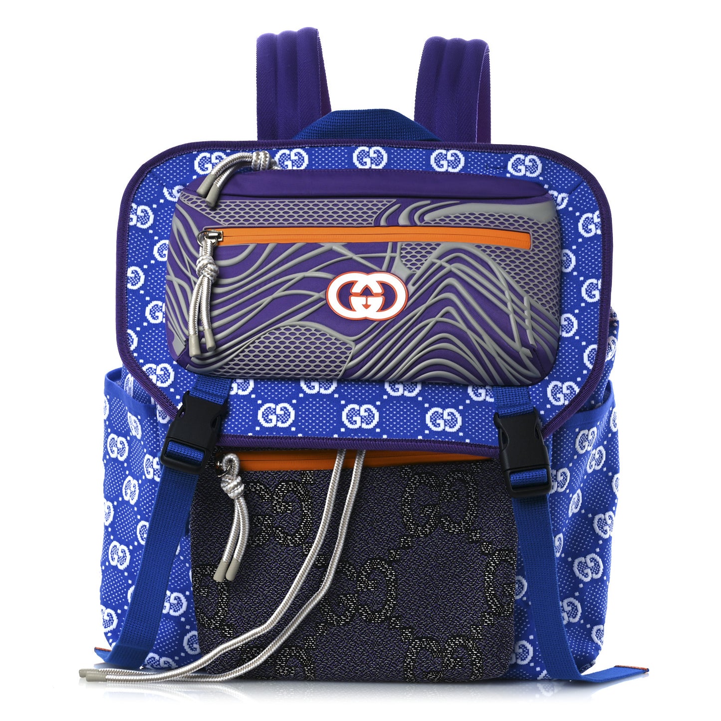 Jersey GG Monogram All Over Pan Sport Double Buckle Backpack  Blue Multicolor