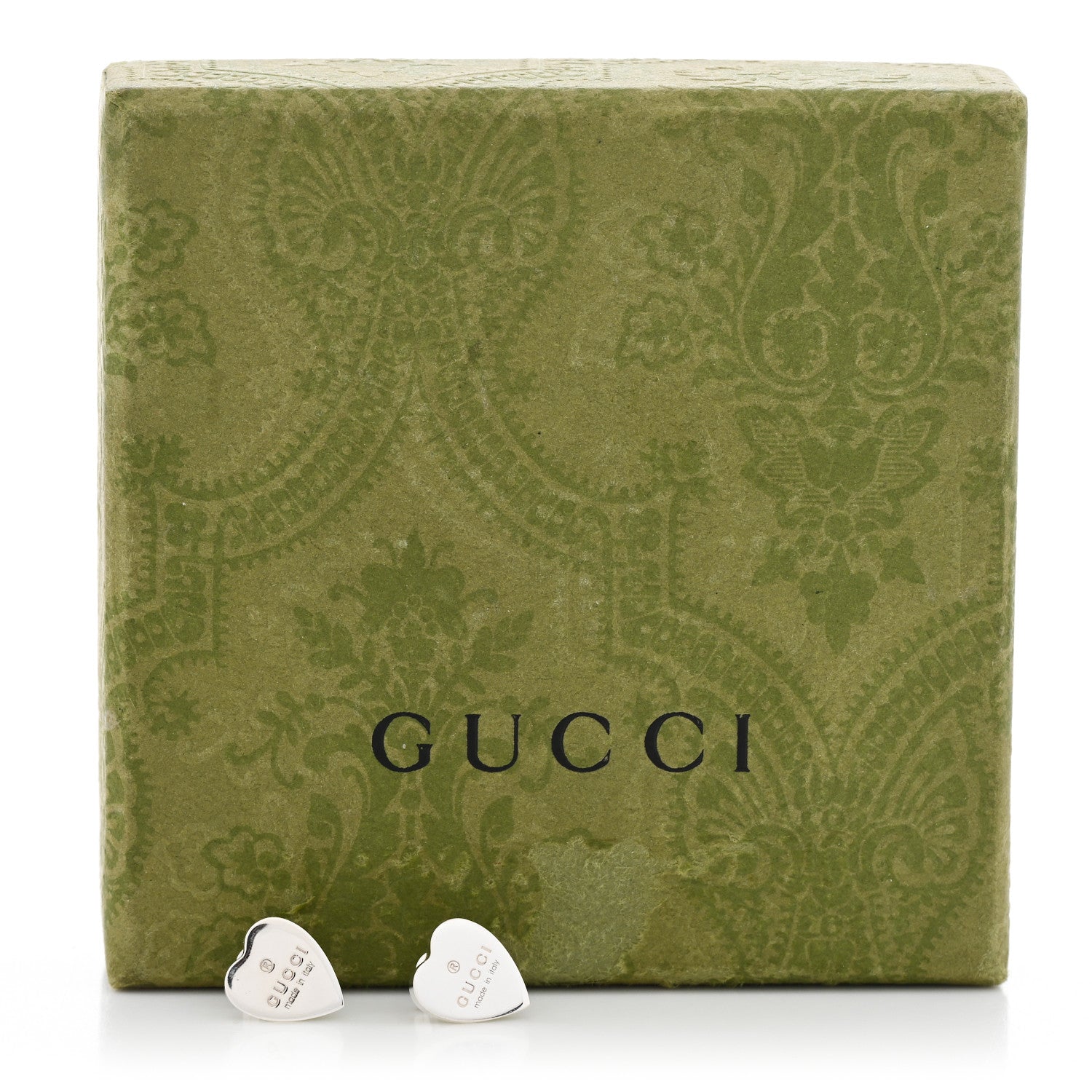 Gucci Sterling Silver Trademark Heart Stud Earrings 5 of 5