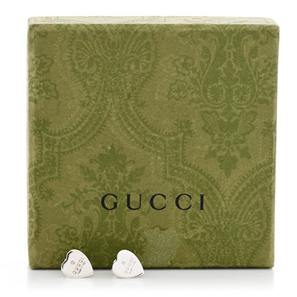 Gucci Sterling Silver Trademark Heart Stud Earrings 5 of 5