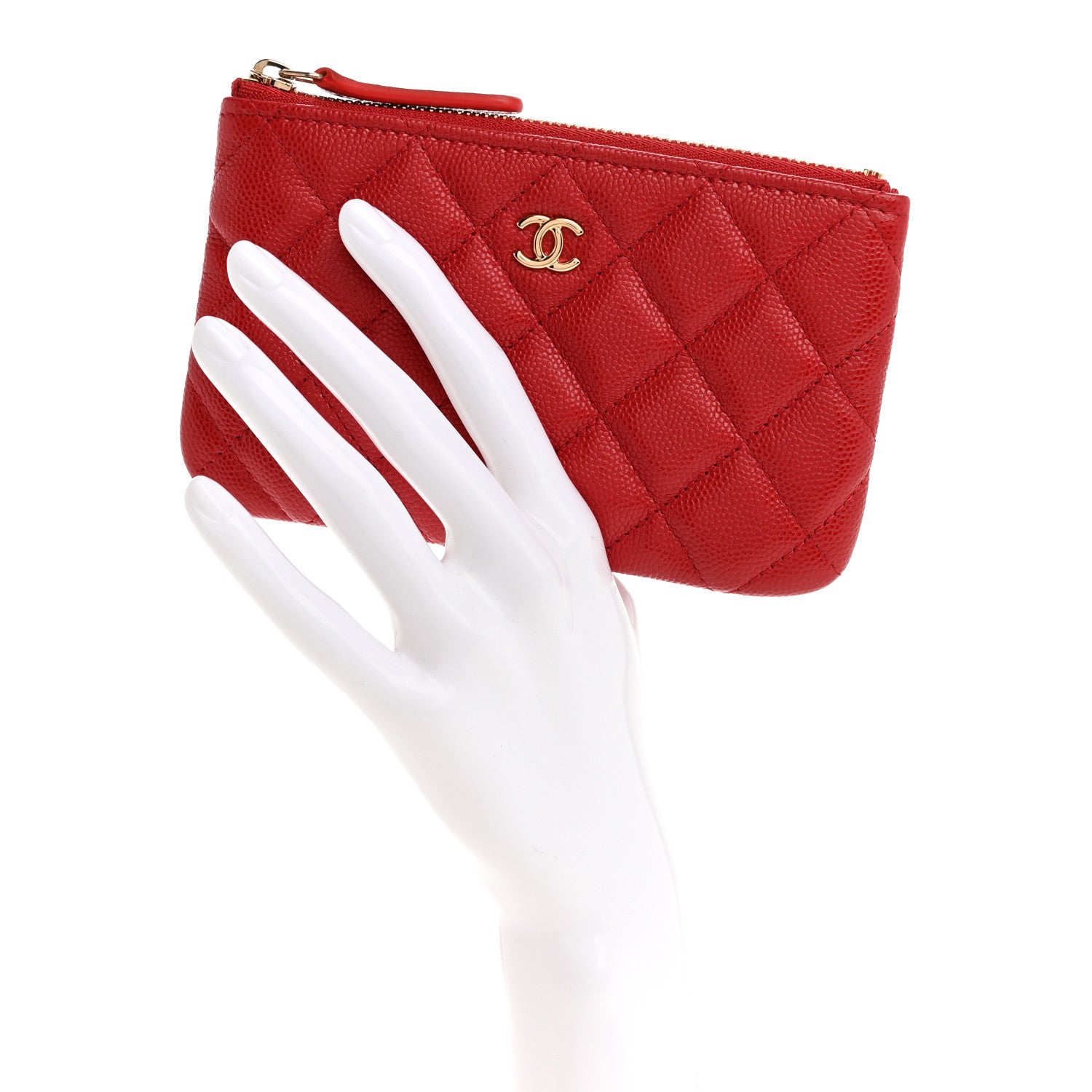 Chanel Caviar Quilted Small Cosmetic Case Red 2 of 7