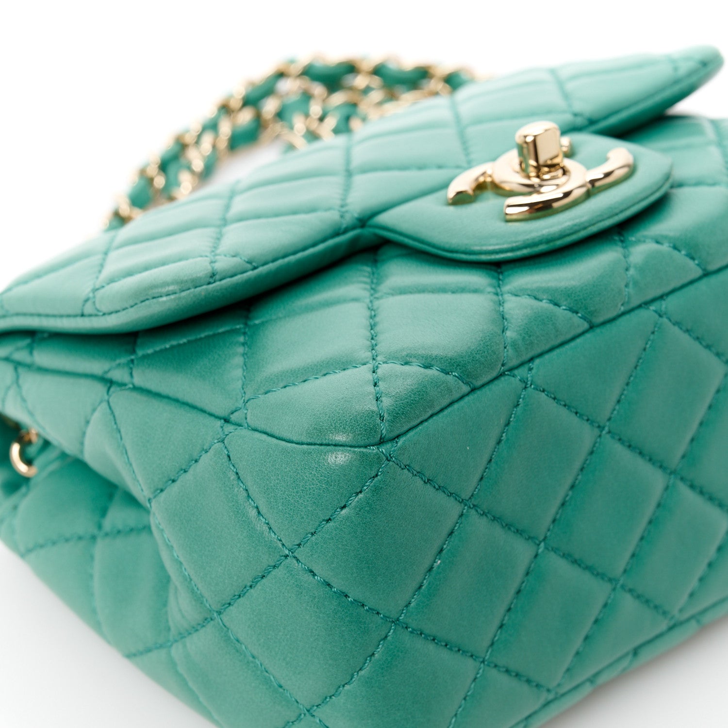 Chanel Lambskin Quilted Mini Square Flap Green 13 of 13