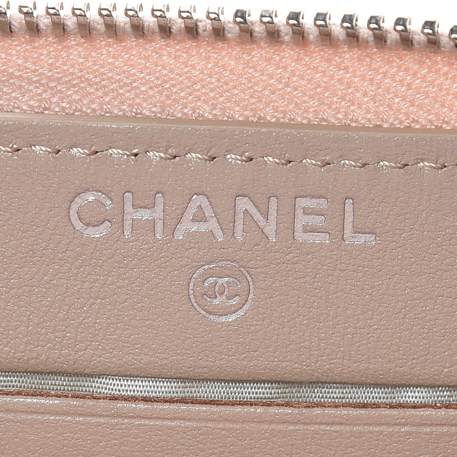 Chanel Metallic Caviar Chevron Quilted Small Zip Around Wallet Light Gold 8 of 11