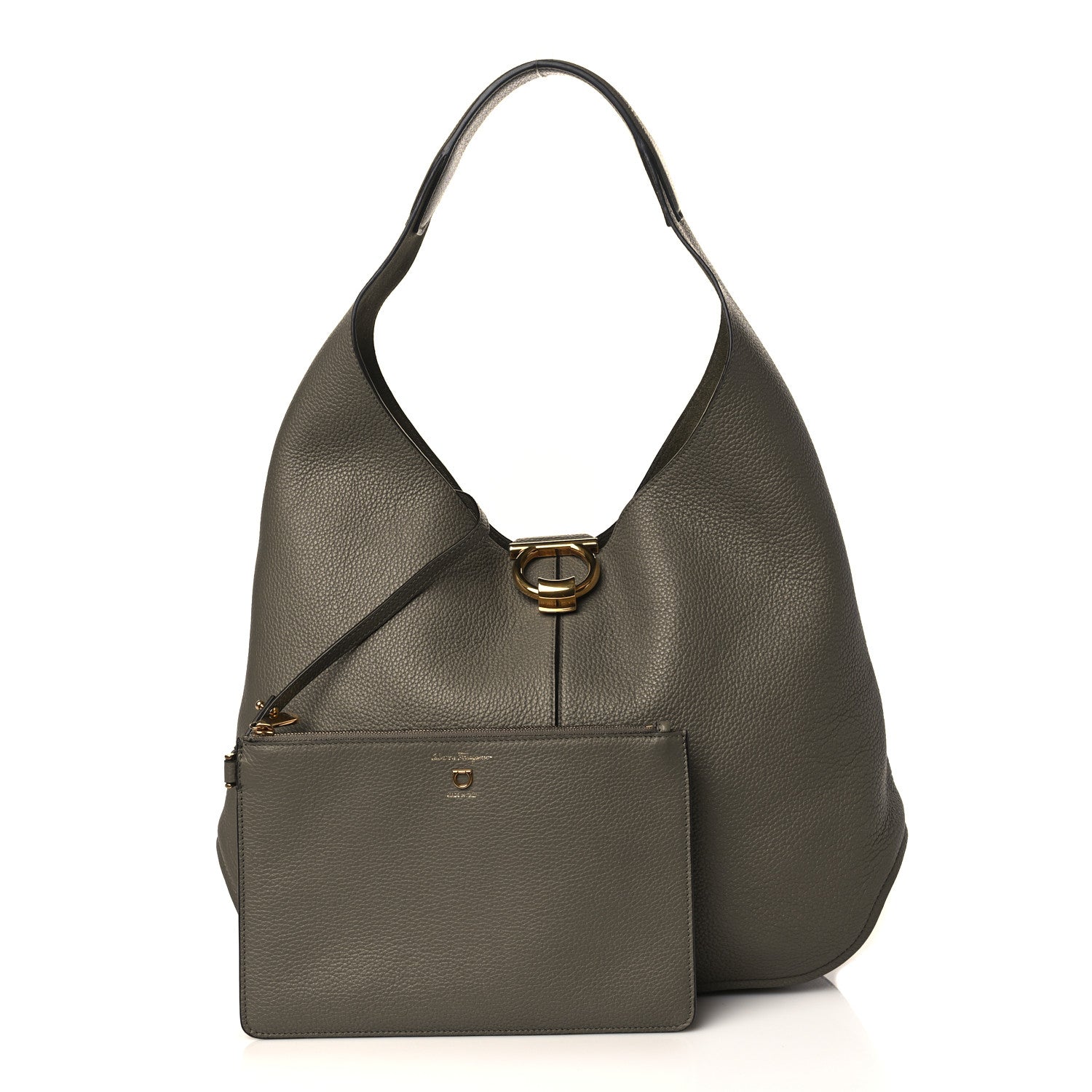 Salvatore Ferragamo Calfskin Margot Hobo Grey 1 of 10