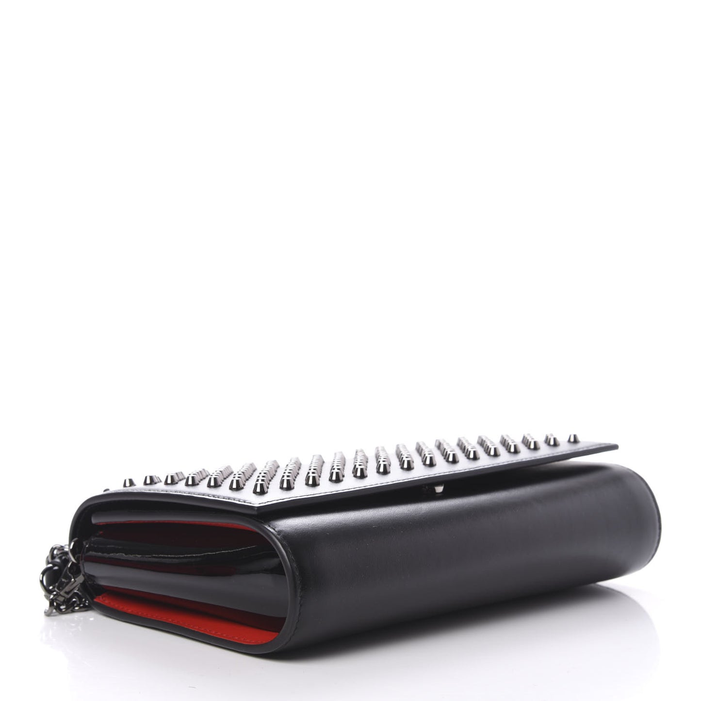 Calfskin Patent Spikes Paloma Clutch Black