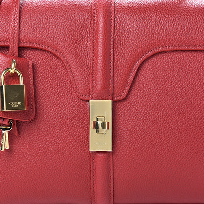 Celine Grained Calfskin Small 16 Top Handle Bag Red 9 of 11