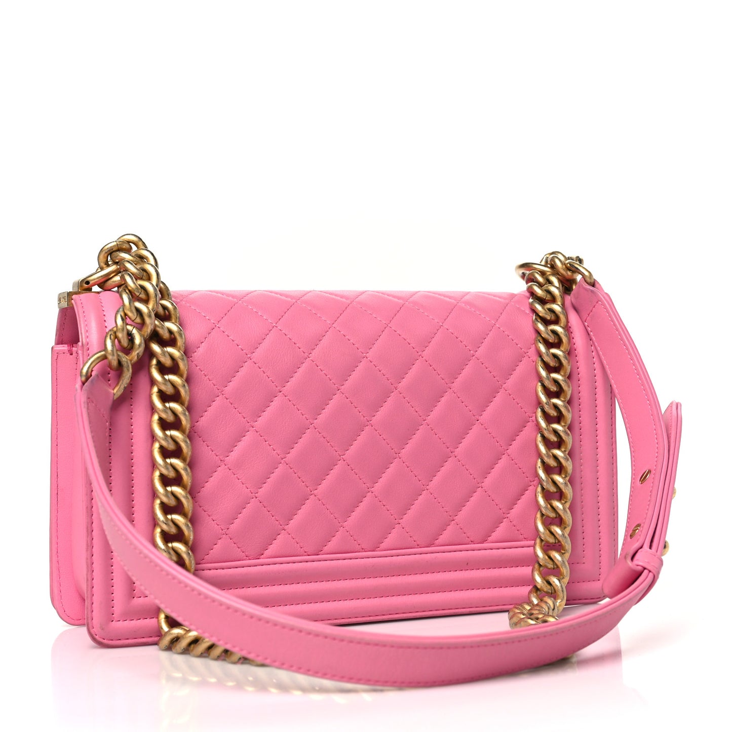 Calfskin Quilted Medium Boy Flap Pink