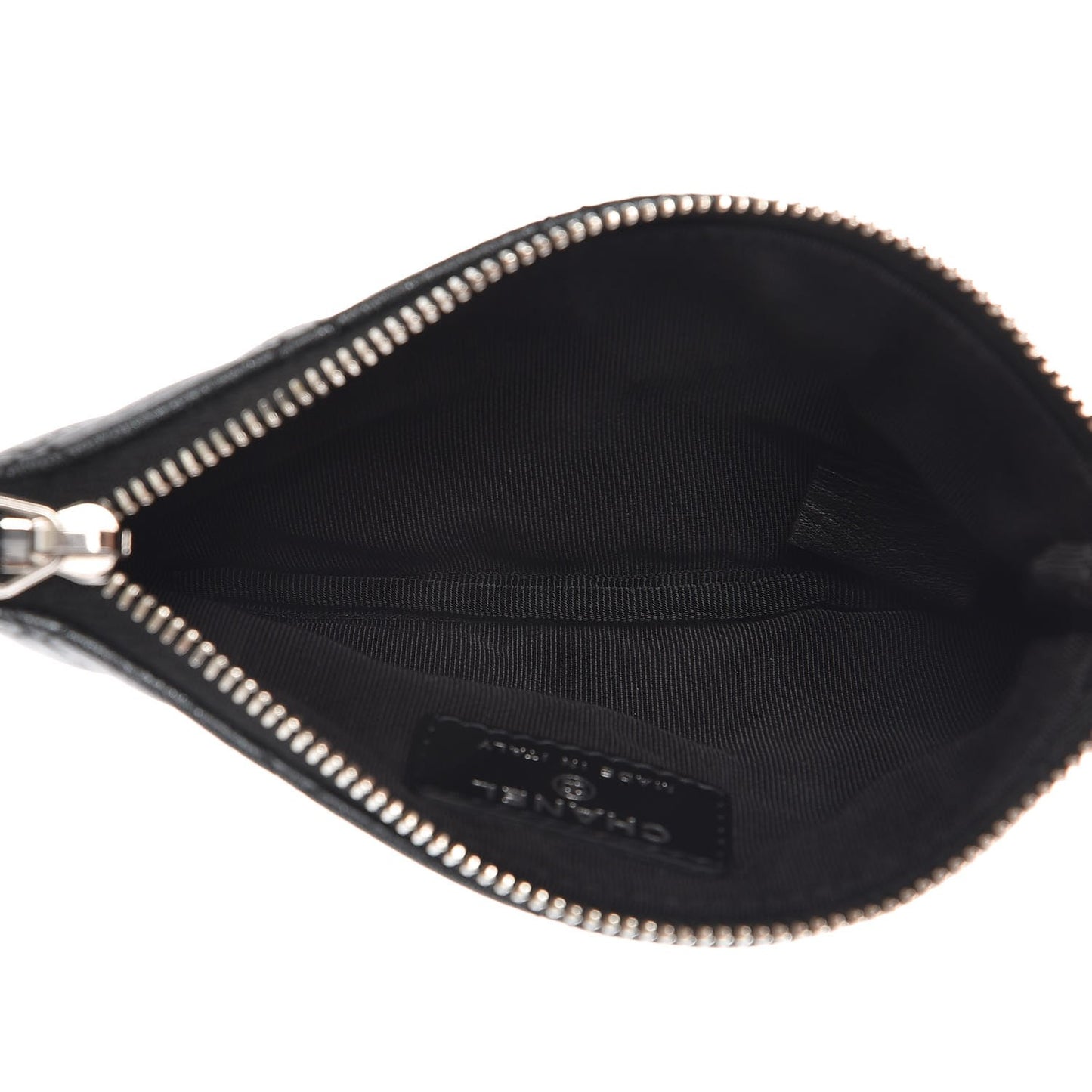 Metallic Goatskin Quilted Small Cosmetic Case Dark Grey