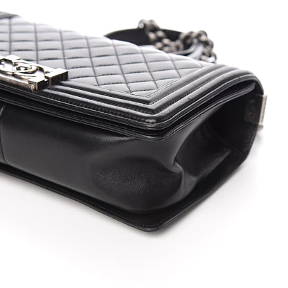 Chanel Lambskin Quilted Medium Boy Flap Black 12 of 13