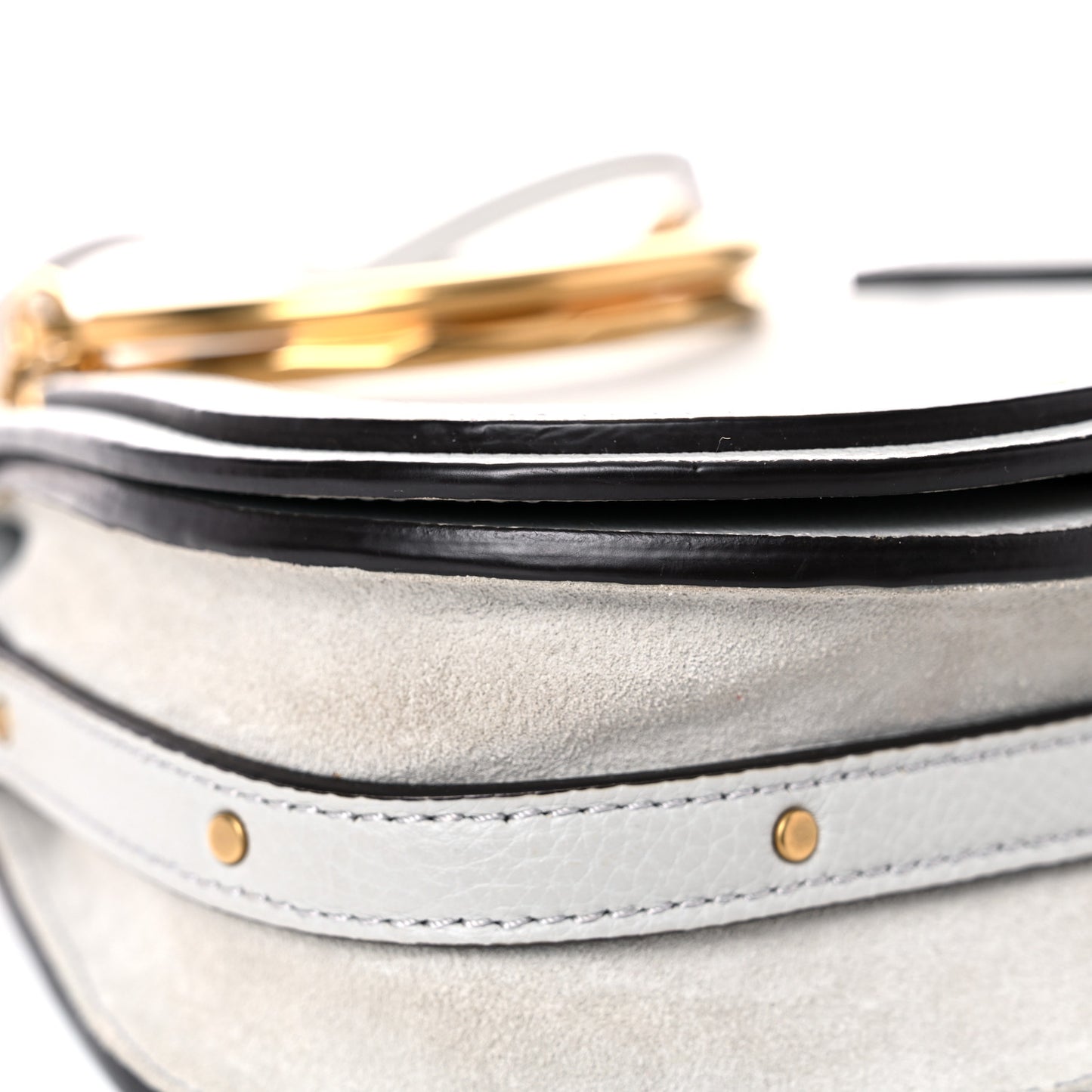 Calfskin Suede Small Nile Bracelet Bag Airy Grey