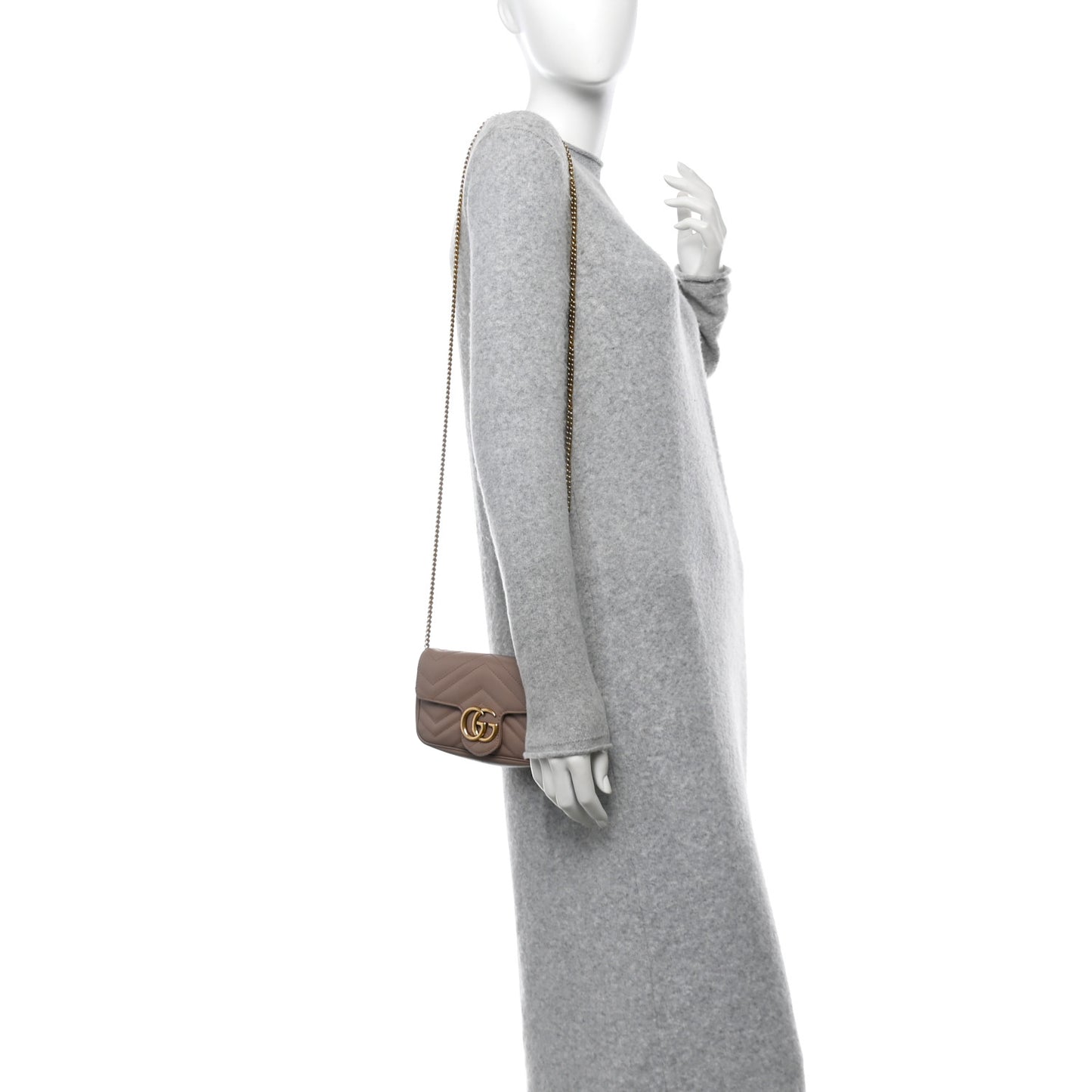 Calfskin Matelasse Super Mini GG Marmont Shoulder Bag Porcelain Rose