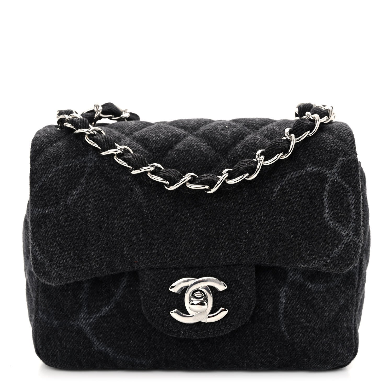 Chanel Denim CC Quilted Mini Square Flap Black 1 of 9
